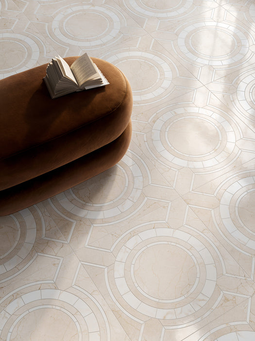 Vallelunga & Co - Intarsi Warm Collection - 24 in. x 48 in. Porcelain Tile - Creta Satin 3D Room 2