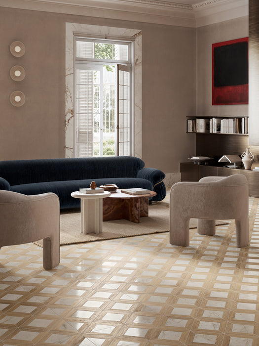 Vallelunga & Co - Intarsi Warm Collection - 24 in. x 48 in. Porcelain Tile - Agora Satin 3D Room 2