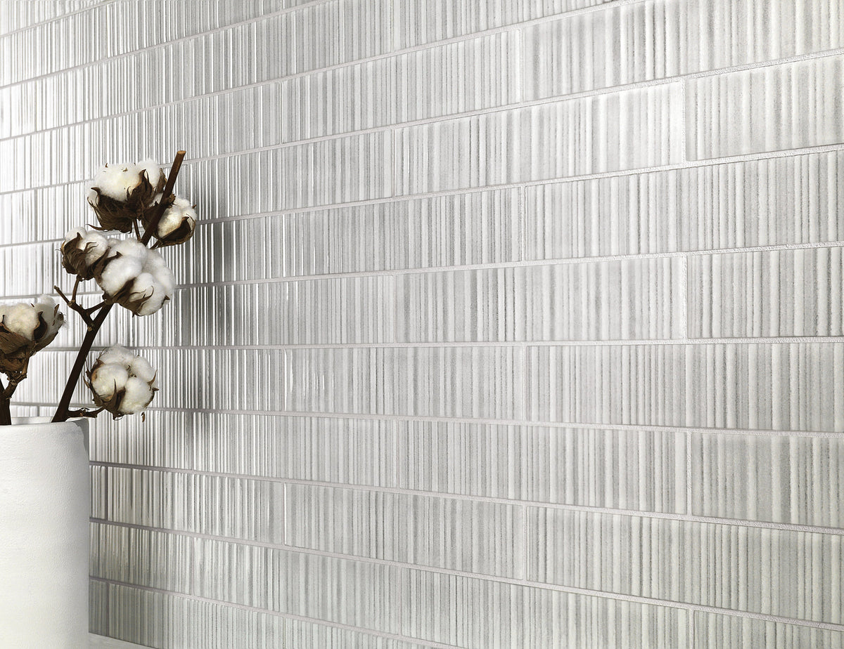 Tesoro - Vibrant Series - 2 in. x 9 in. Porcelain Tile - Grey wall installation