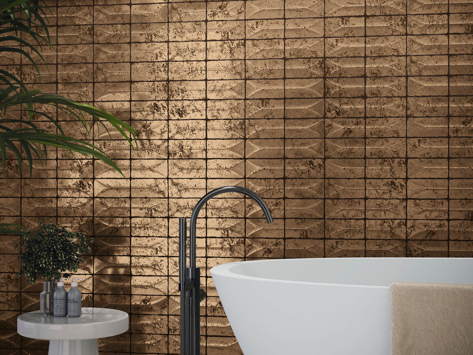 Ape Grupo - Arka Collection - 2 in. x 5 in. Porcelain Tile - Forma Gold Installed