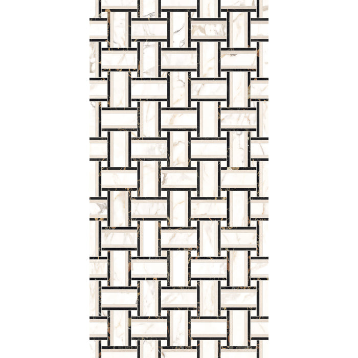 Vallelunga & Co - Intarsi Warm Collection - 24 in. x 48 in. Porcelain Tile - Delfo Satin 3D