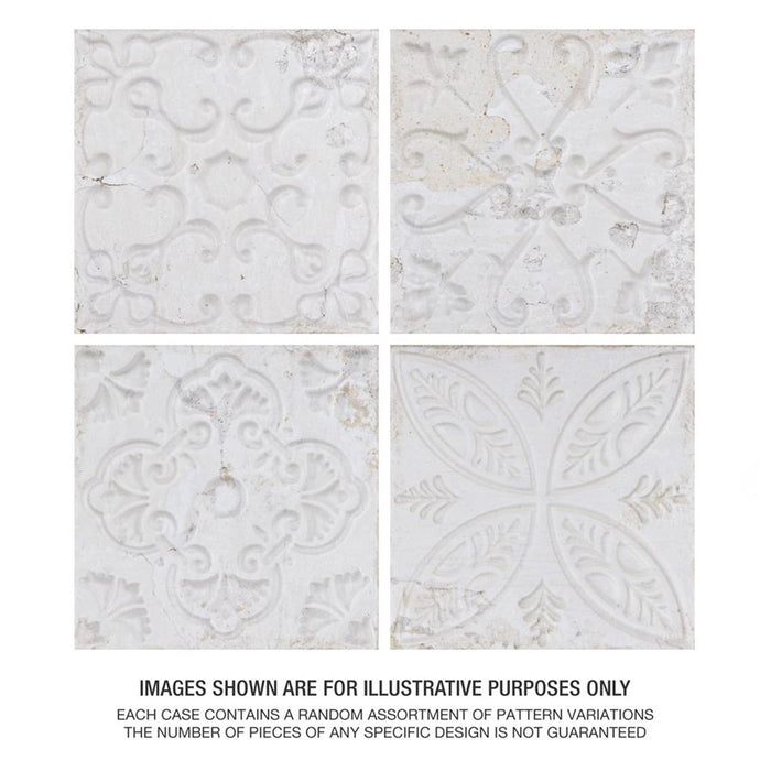 SomerTile - Aevum - 7-7/8" x 7-7/8" - Ceramic Wall Tile - White Ornato