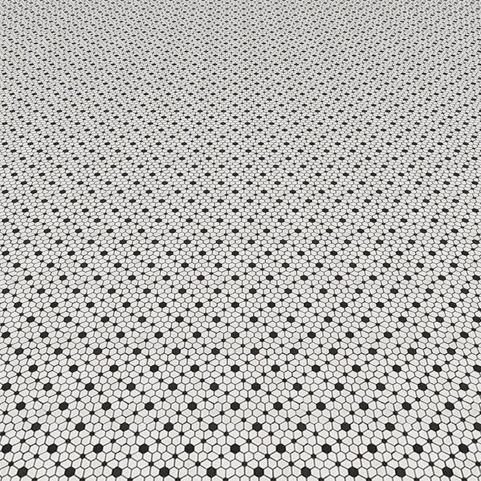MM Tile and Stone - Thassos & Black Flower Field Marble Polished Waterjet Mosaic