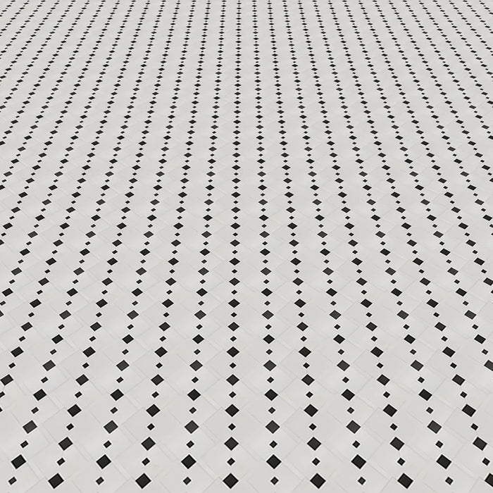 MM Tile and Stone - Thassos & Black Drops Marble Polished Waterjet Mosaic Installed