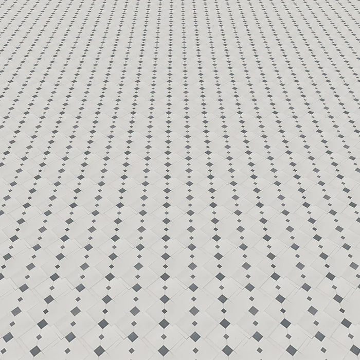 MM Tile and Stone - Thassos & Blue Drops Marble Polished Waterjet Mosaic Installed