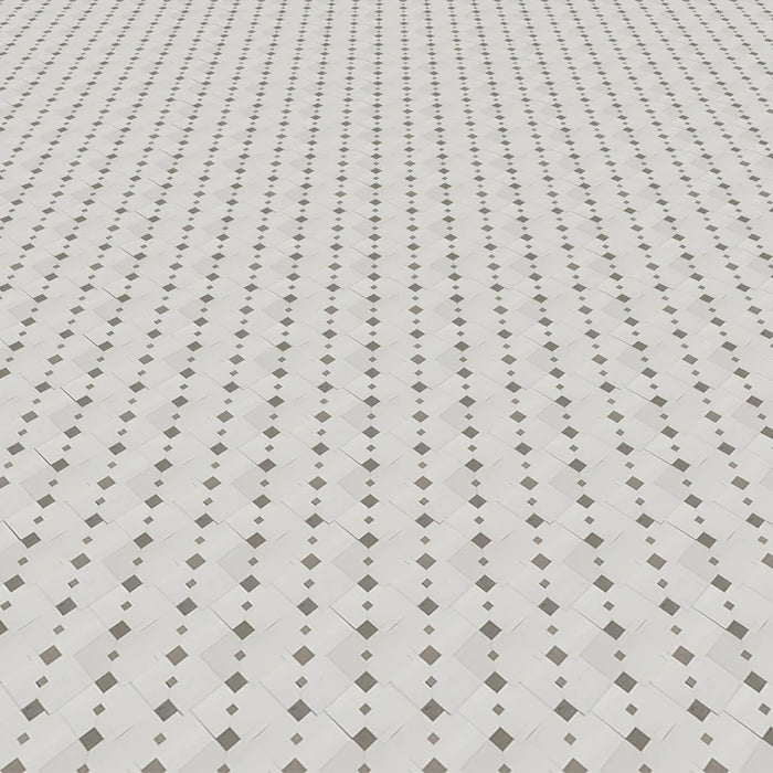 MM Tile and Stone - Thassos & Grey Drops Marble Polished Waterjet Mosaic Installed