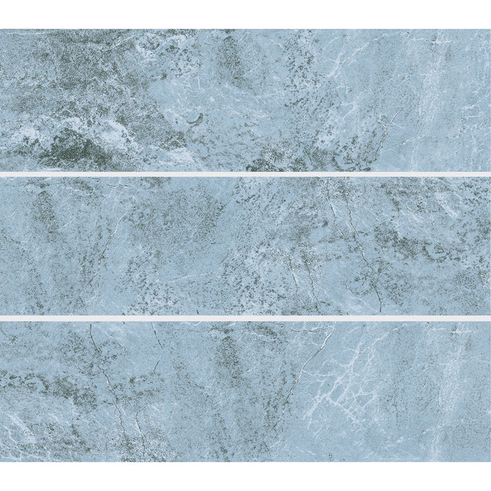 Tesoro - Waves II Series - 6 in. x 20 in. Porcelain Tile - Aqua