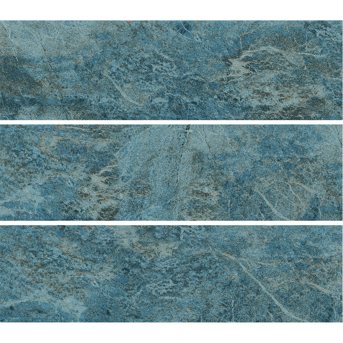 Tesoro - Waves II Series - 6 in. x 20 in. Porcelain Tile - Cobalt