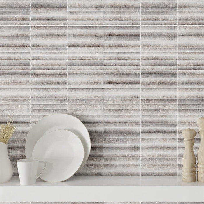 SomerTile - Rubik 6 in. x 12 in. Glossy Ceramic Wall Tile - Greige