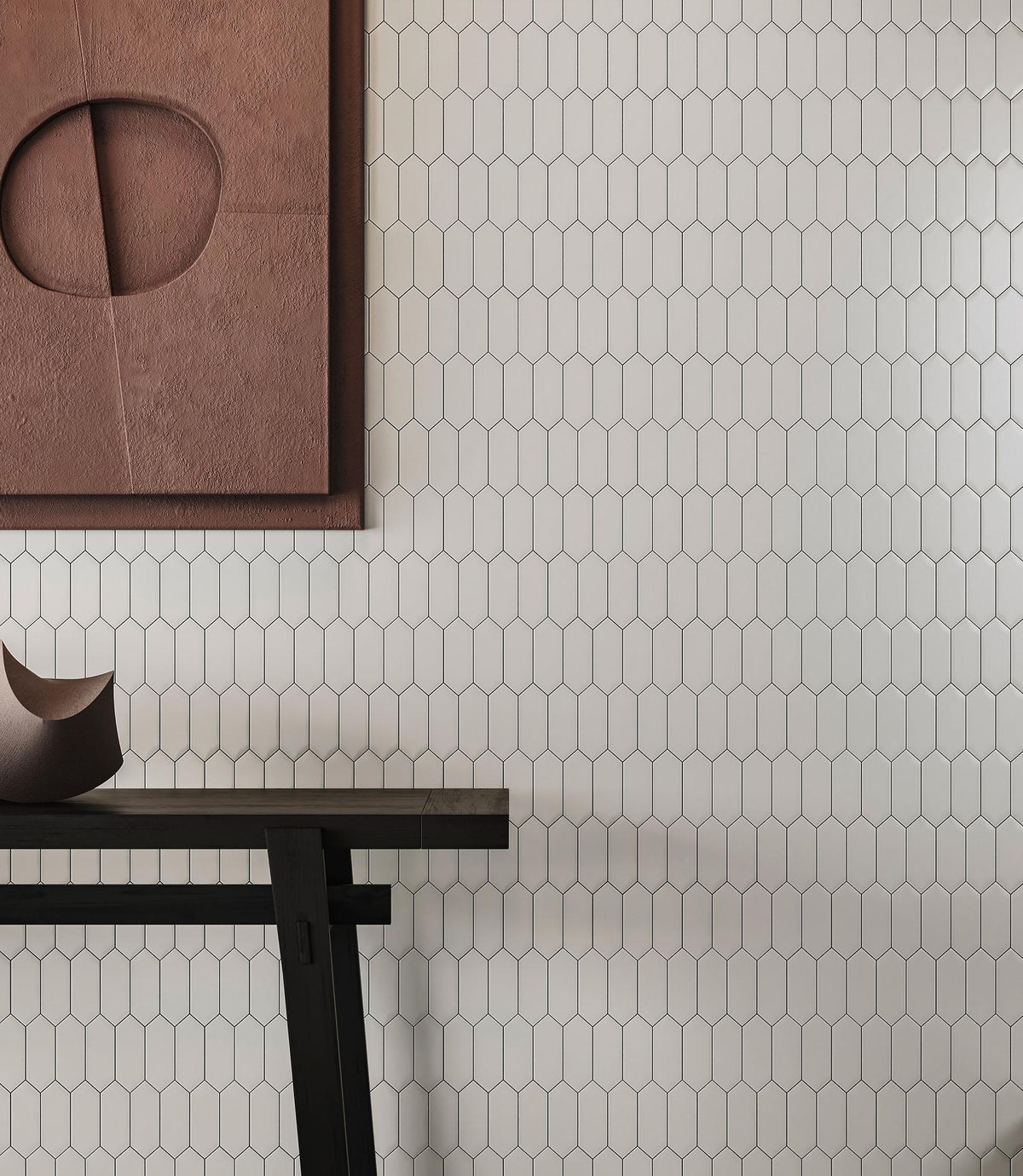 Tesoro Collection - Soho Series - 2 in. x 5 in. Picket Mosaic - Matte Canvas White wall installation