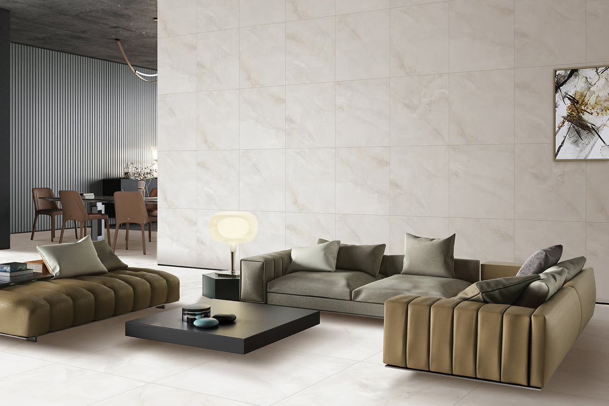 Tesoro - Aravali Series - 24 in. x 24 in. Matte Rectified Porcelain Tile - Onyx floor and wall installation