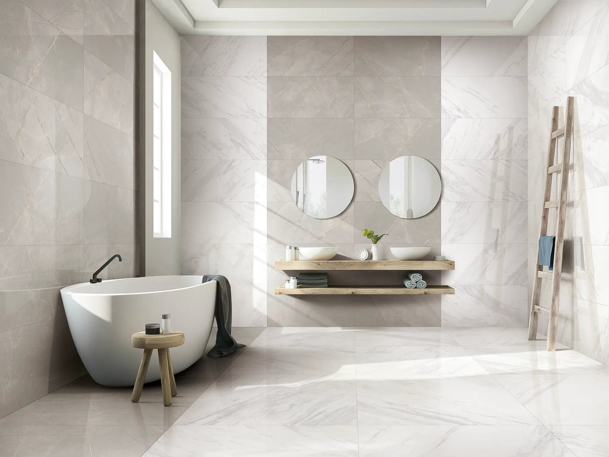 Tesoro - Delray II - 28 in. x 28 in. Matte Rectified Porcelain Tile - Moon floor installation