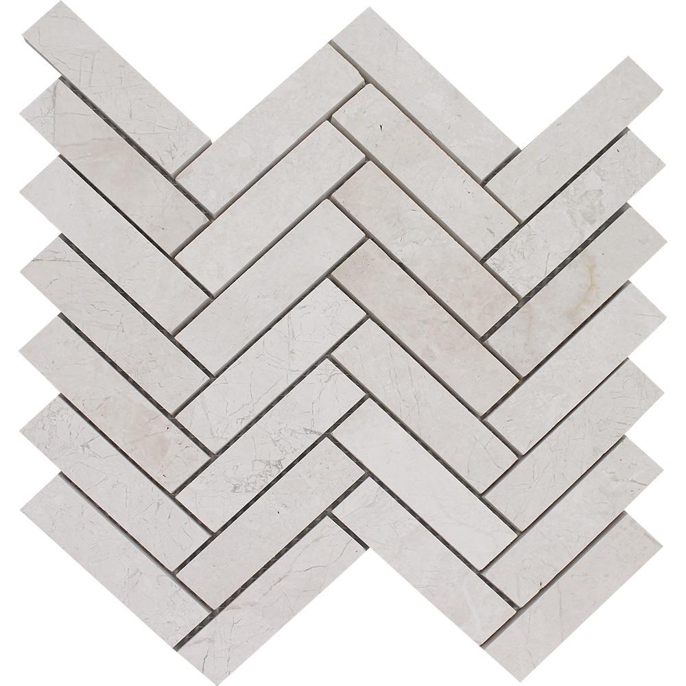 Tesoro - Imperial Pearl Collection Stone Mosaic - Brushed Herringbone