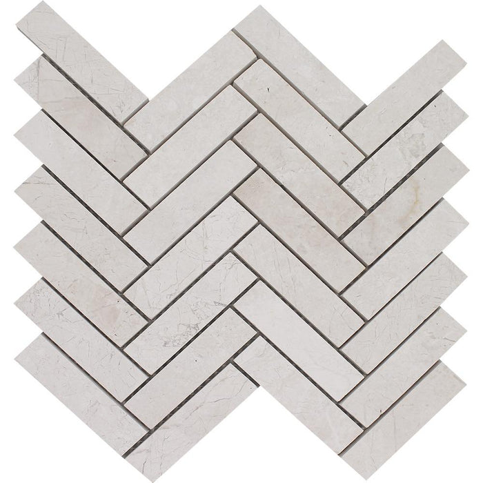 Tesoro - Imperial Pearl Collection Stone Mosaic - Brushed Herringbone