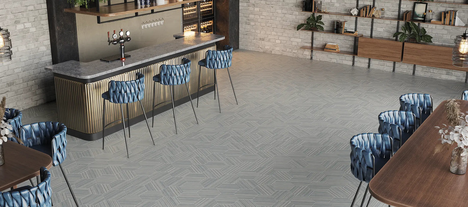 Tesoro - Oasis Collection - 9.25 in. x 9.25 in. Matte Hexagon Porcelain Tile - Blue