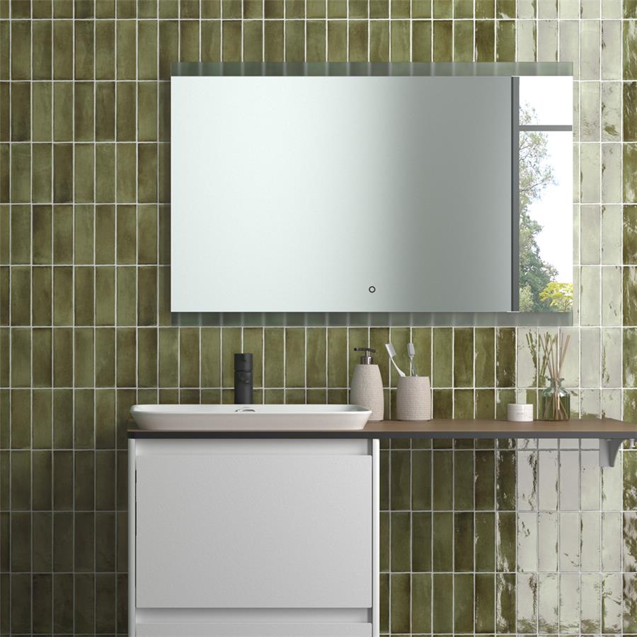 SomerTile - Coco 2 in. x 6 in. Glossy Porcelain Tile - Moss Verde wall installation