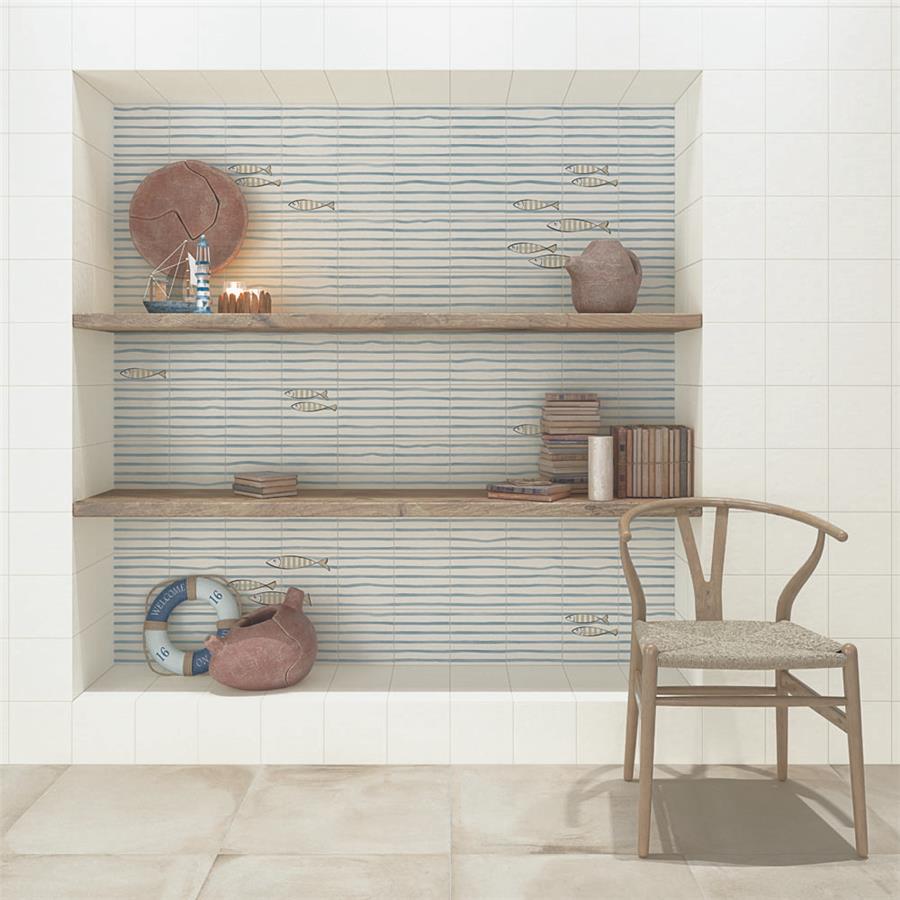 SomerTile - Berta 8 in. x 8 in. Ceramic Wall Tile - Berta Olas wall installation