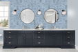 Tesoro - Waves II Series - 6 in. x 20 in. Porcelain Tile - Aqua Room Scene