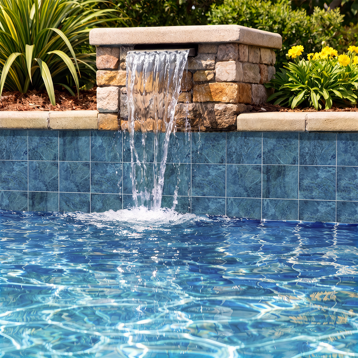 Tesoro - Waves II Series - 6 in. x 6 in. Porcelain Tile - Cobalt Pool Install
