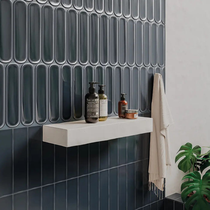 WOW - Aquarelle Collection - Aquarelle - 3" x 12" - Ceramic Tile - Glossy - Titanium Blue Installed