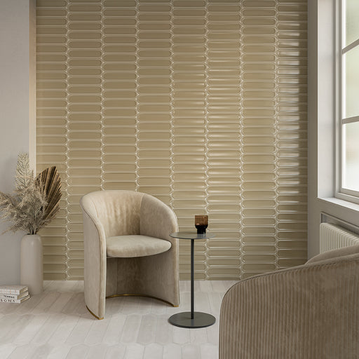 WOW - Aquarelle Collection - Aquarelle O - 3" x 12" - Ceramic Tile - Glossy - Olive Wall Install