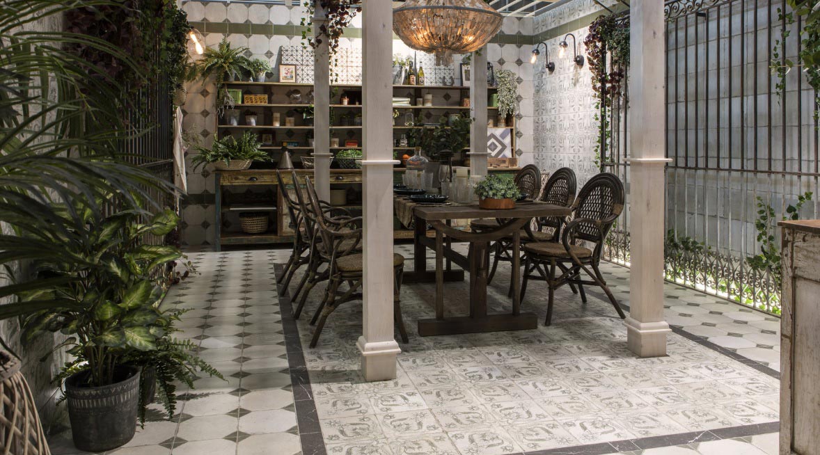Peronda - FS Yard Collection - 18 in. x 18 in. Ceramic Tile - Sage Room Scene