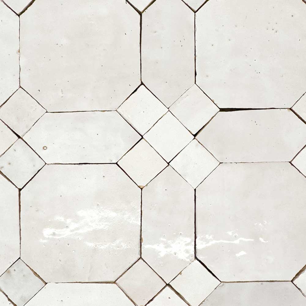 Lungarno - Zellige Classique Glazed Terracotta Mosaic - Atlas White Art