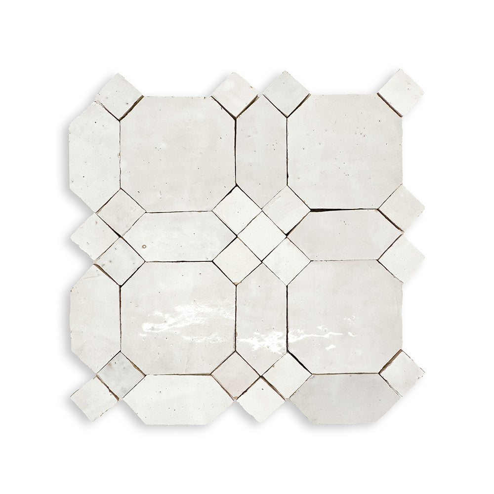 Lungarno - Zellige Classique Glazed Terracotta Mosaic - Atlas White Art