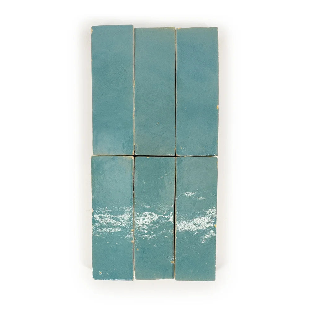 Zellige Classique 2 in. x 6 in. Glazed Terracotta Wall Tile - Blue City