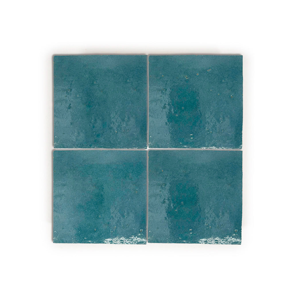 lungarno - Zellige Classique 4 in. x 4 in. Glazed Terracotta Wall Tile - Blue City