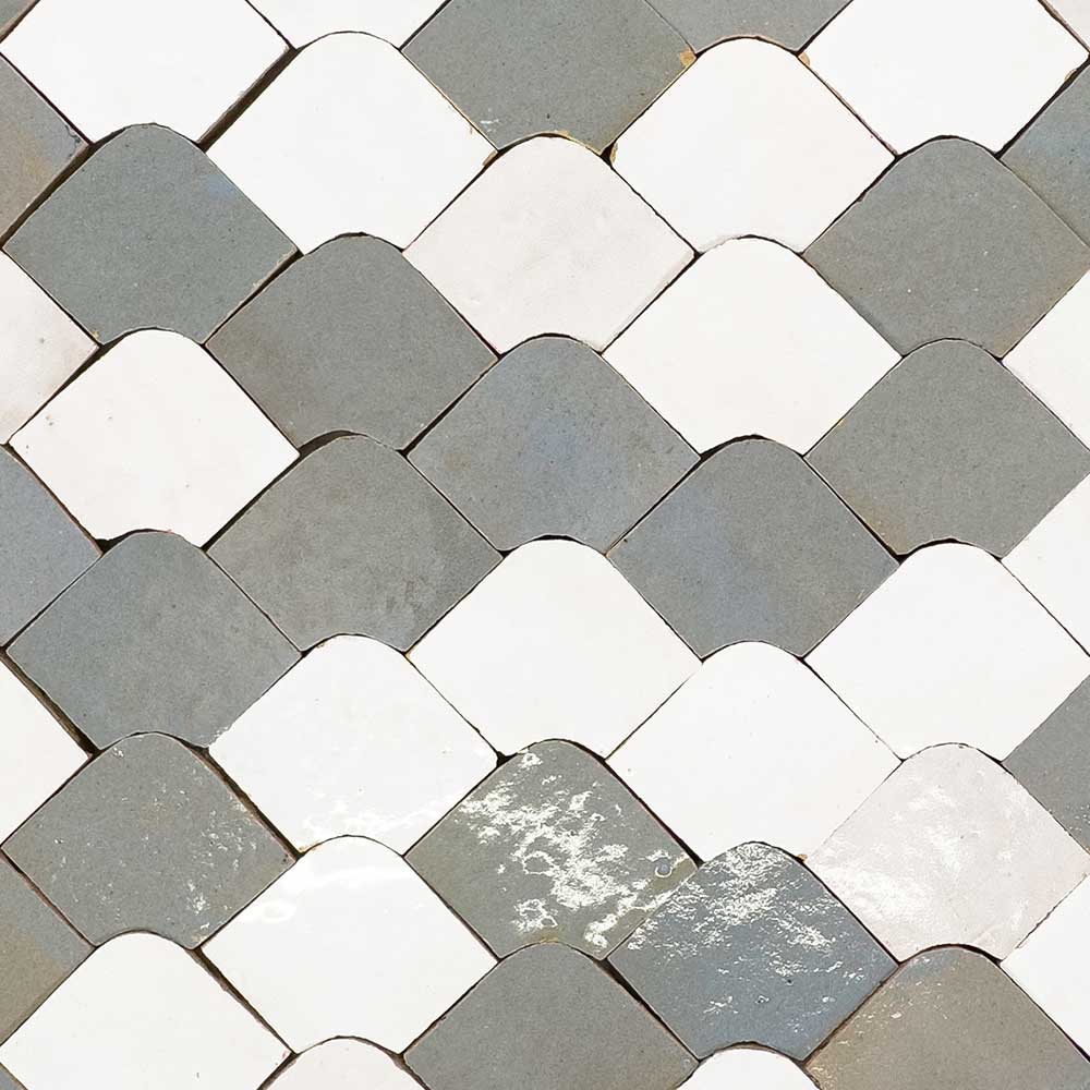Lungarno - Zellige Classique Glazed Terracotta Mosaic - Atlas White/Blanc/Gris Perle Chouari