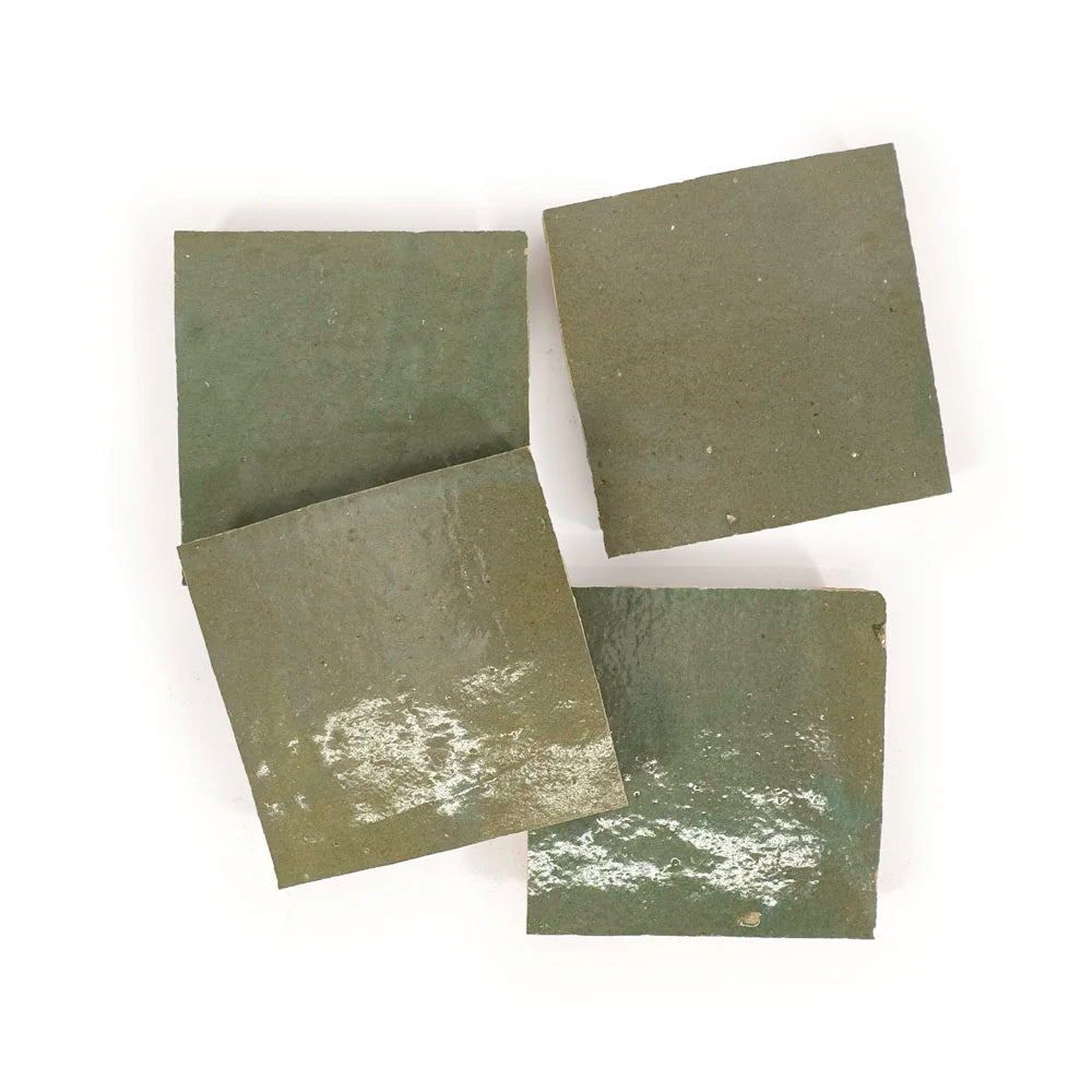 lungarno - Zellige Classique 4 in. x 4 in. Glazed Terracotta Wall Tile - Mint Tea