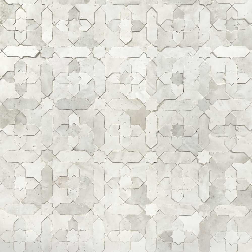 Lungarno - Zellige Classique Glazed Terracotta Mosaic - Atlas White Starburst