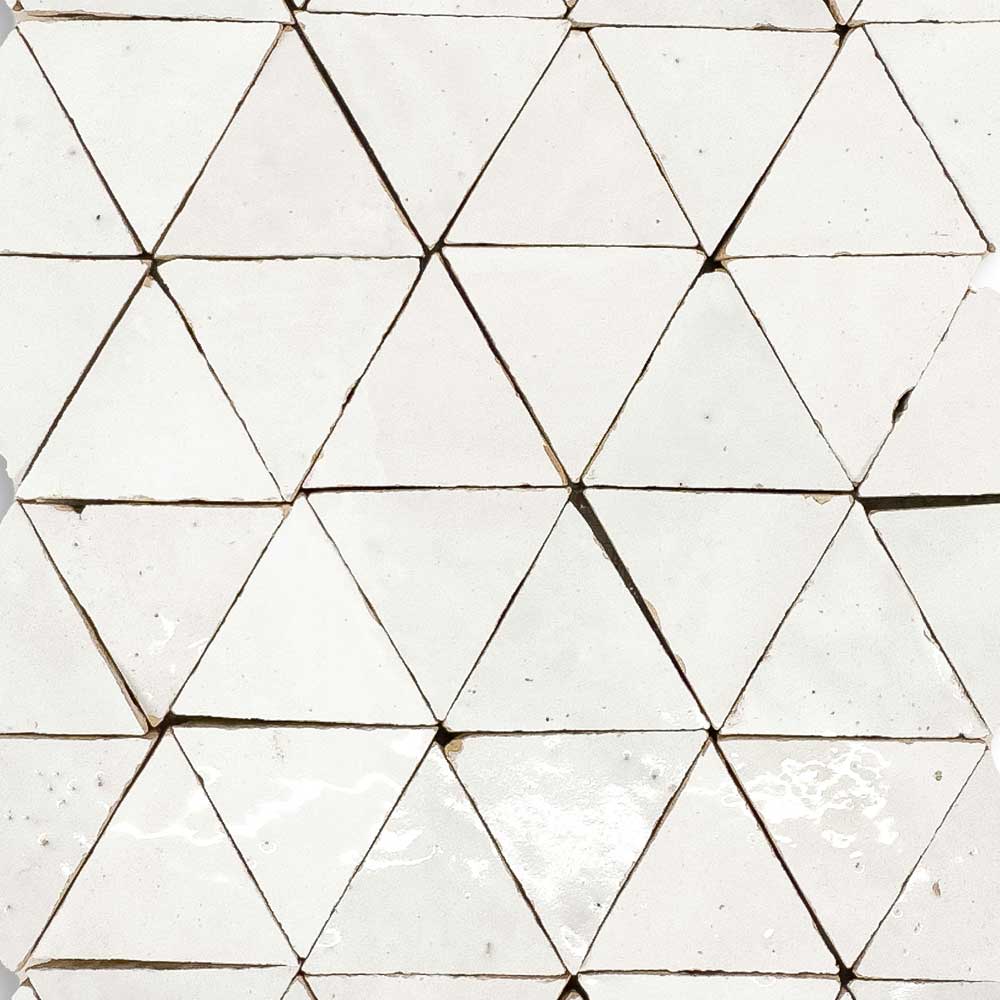 Lungarno - Zellige Classique Glazed Terracotta Mosaic - Atlas White Triangle