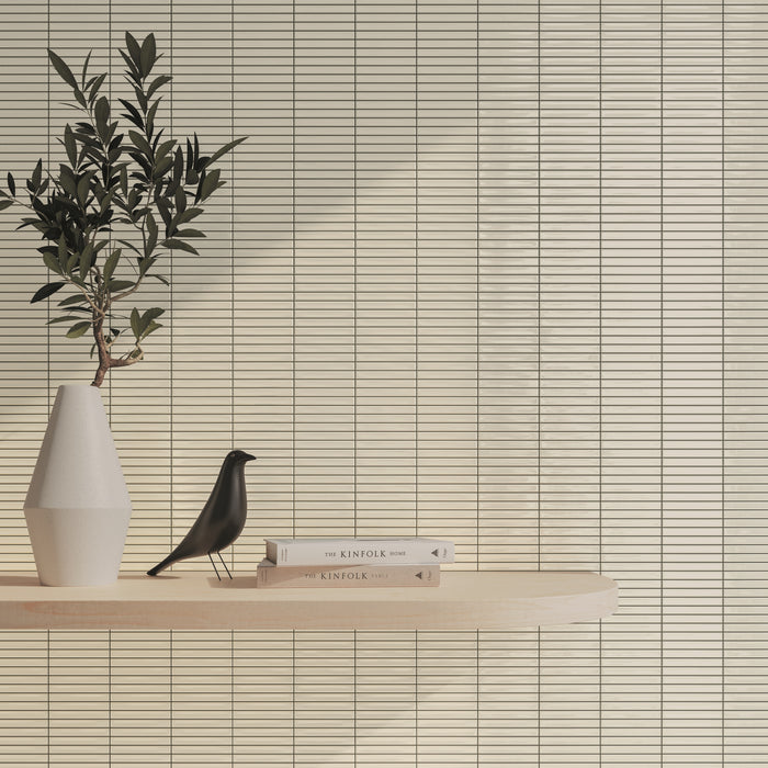 WOW - Sweet Bars 5 in. x 5 in. Glossy Porcelain Mosaic - White wall installation