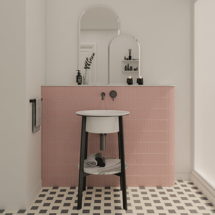 WOW - Sweet Bars 5 in. x 10 in. Matte Ceramic Mosaic - Blush wall installation