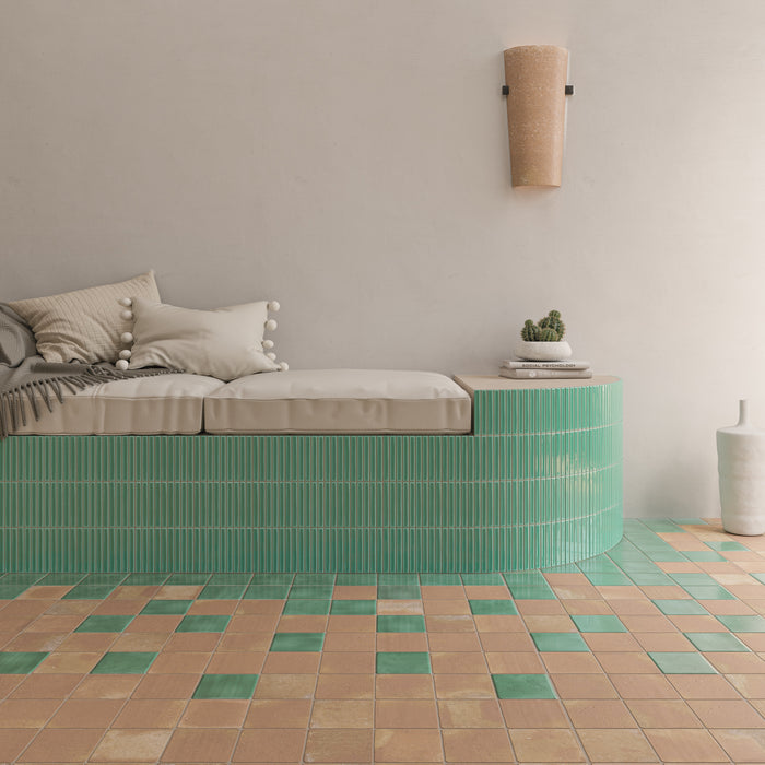 WOW - Sweet Bars 5 in. x 5 in. Glossy Porcelain Mosaic - Turques wall installation