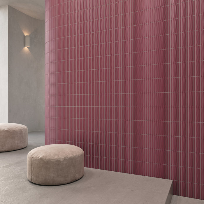 WOW - Sweet Bars 5 in. x 10 in. Matte Ceramic Mosaic - Berry wall installation