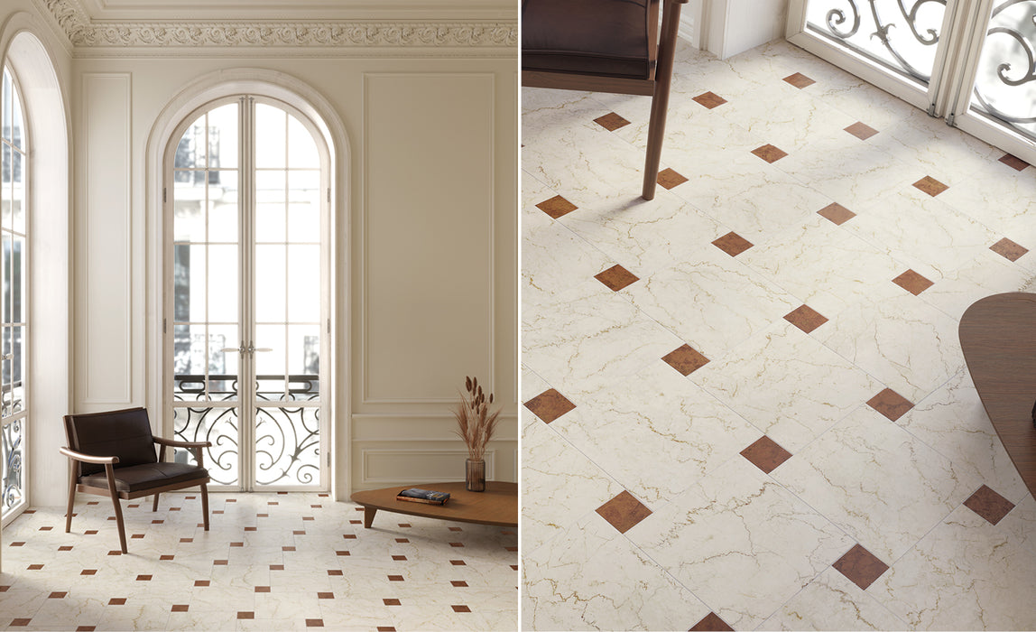 Unicom Starker - Marmorea Collection - 3 in. x 3 in. Tile - Rosso Verona floor installation
