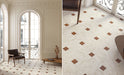 Unicom Starker - Marmorea Collection - 3 in. x 3 in. Tile - Rosso Verona floor installation