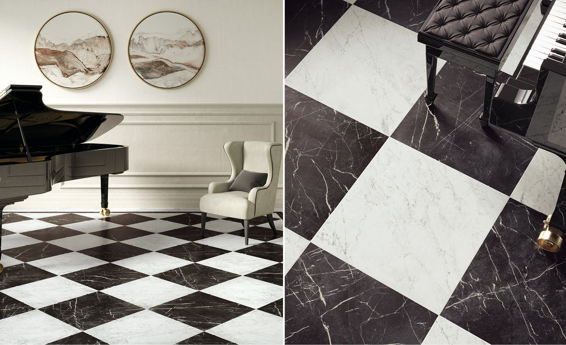 Unicom Starker - Marmorea Collection - 12 in. x 12 in. Tile - Carrara floor installation