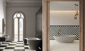 Unicom Starker - Marmorea Collection - 12 in. x 12 in. Tile - Biancone floor installation