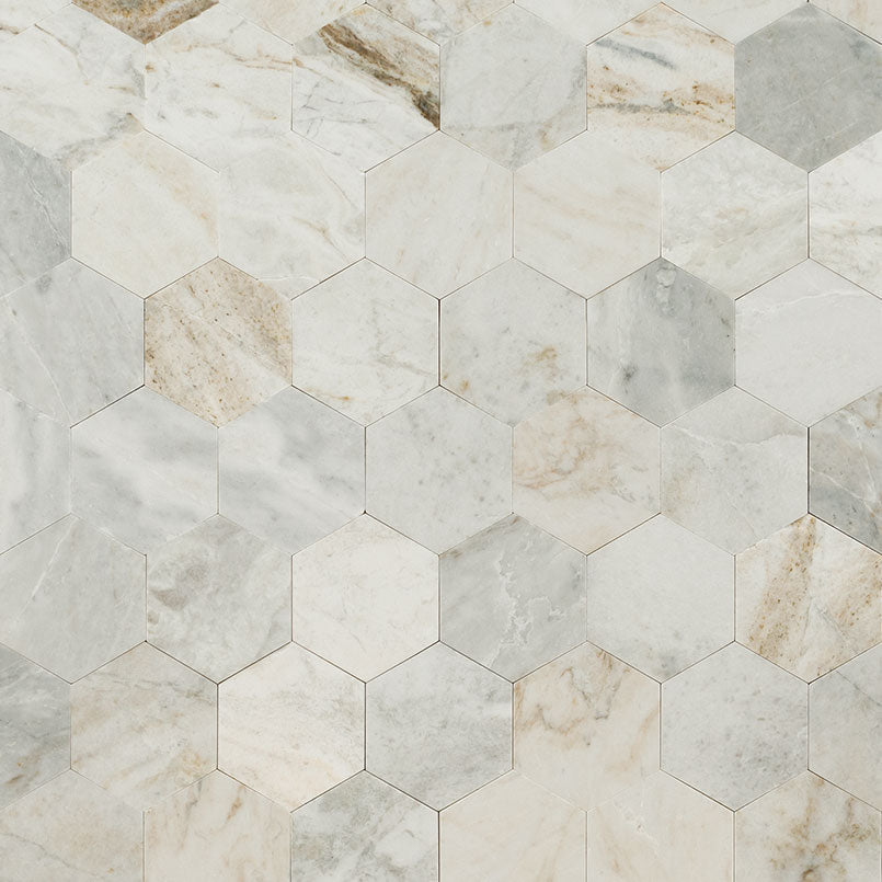 MSI - Arabescato Venato 4 in. Hexagon Marble Mosaic - Honed