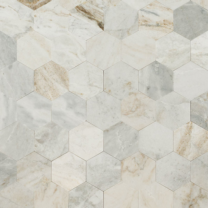 MSI - Arabescato Venato 4 in. Hexagon Marble Mosaic - Honed