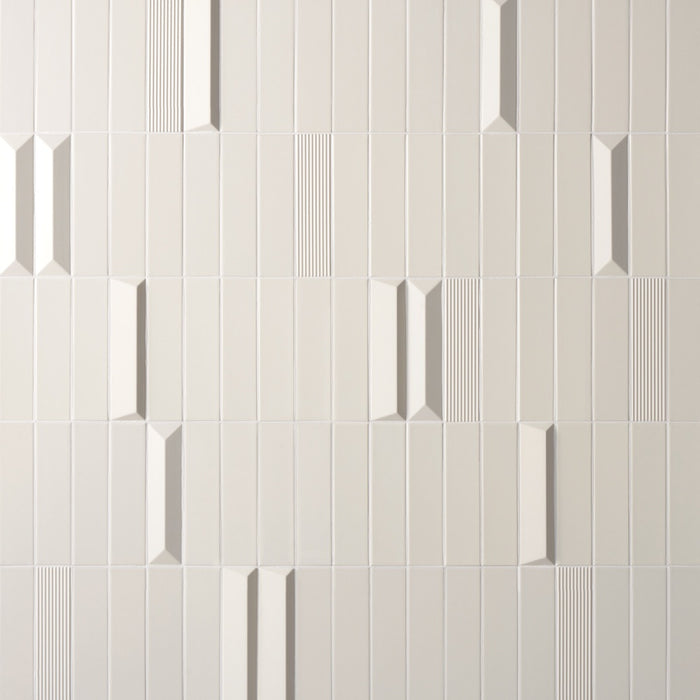 Lungarno - Beat 2 in. x 8 in. Swing Ceramic Wall Tile - Satin Milk