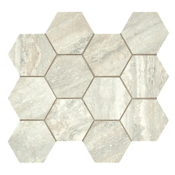 Arizona Tile - Invictus Vein Cut 4&quot; Hex Matte Porcelain Mosaic - Beige
