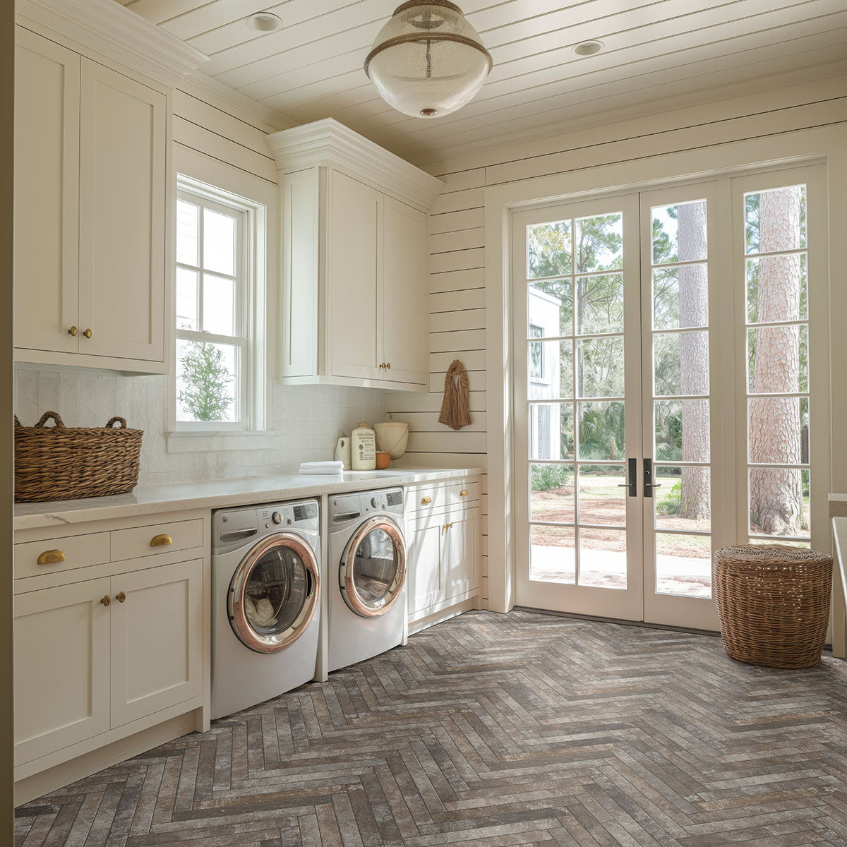 MSI - Brickstone 2 in. x 18 in. Porcelain Tile - Rustique Red Laundry Room Install