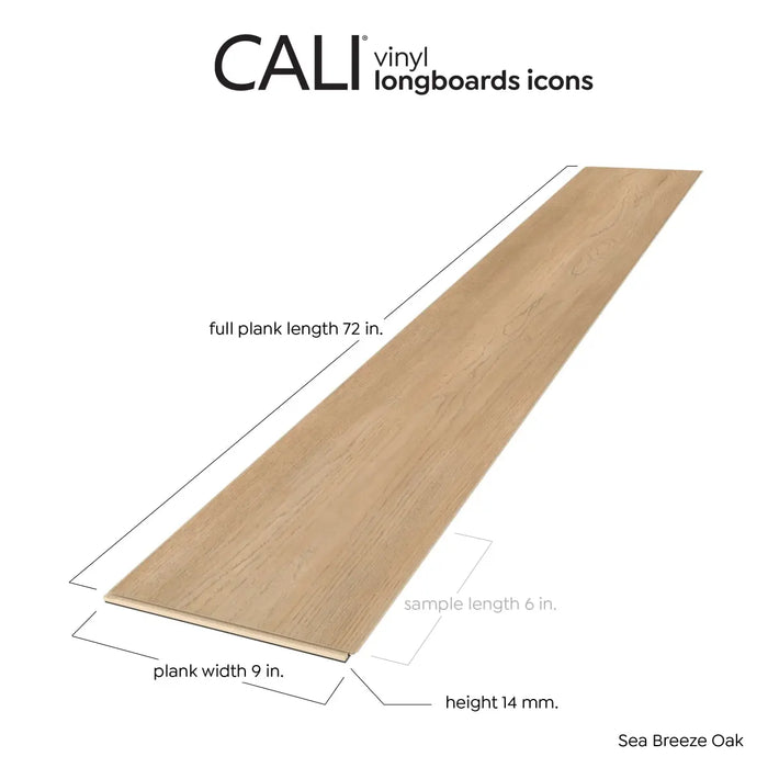 CALI Floors - Longboard Icons Collection - 9 in. x 72 in. WPC Flooring - Sea Breeze Oak Plank View
