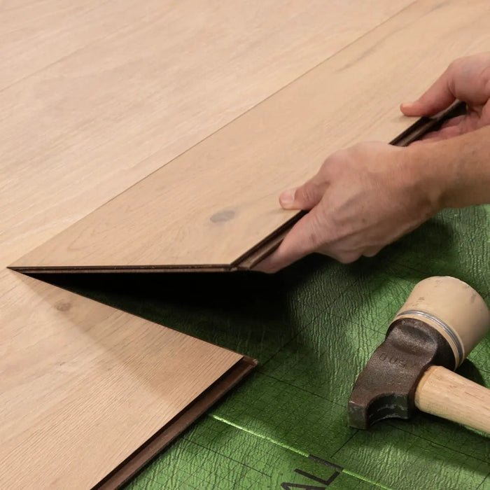 CALI Floors - Mavericks Collection - 9.5 in. x 86.5 in. Laminate Flooring - Half Moon Oak Install View