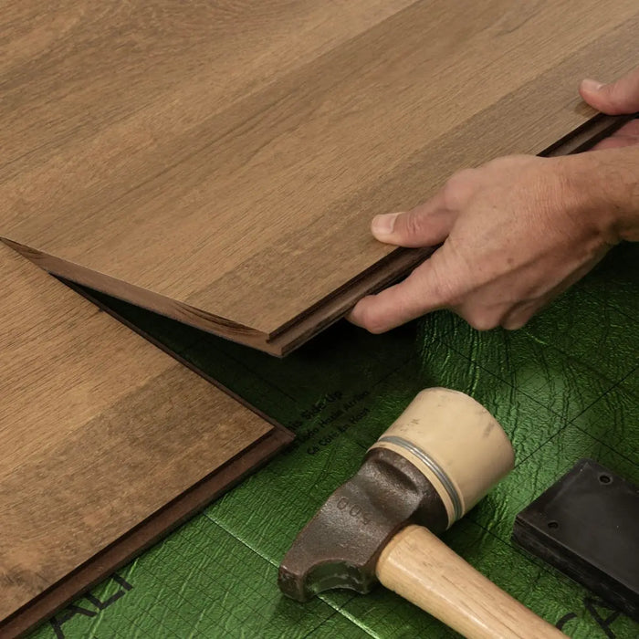 CALI Floors - Mavericks Collection - 9.5 in. x 86.5 in. Laminate Flooring - Mocha Del Mar Install View